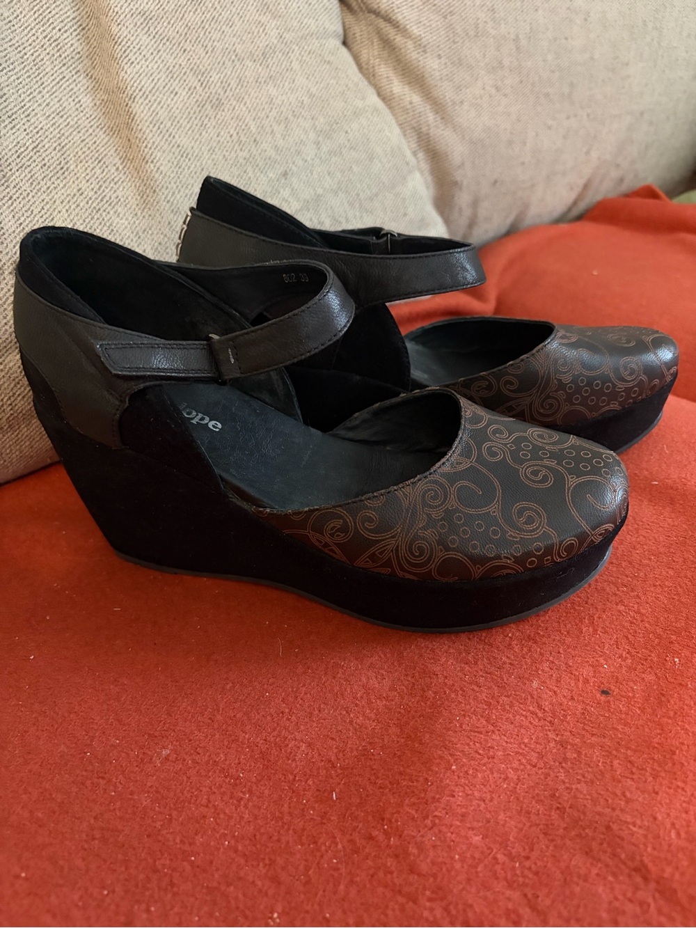 Antelope black brown platform Mary Jane’s 39 8 - Picture 2 of 6